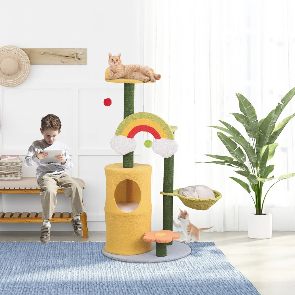 47" Cat Tree with Scratching Posts and Cat Condos M98390
