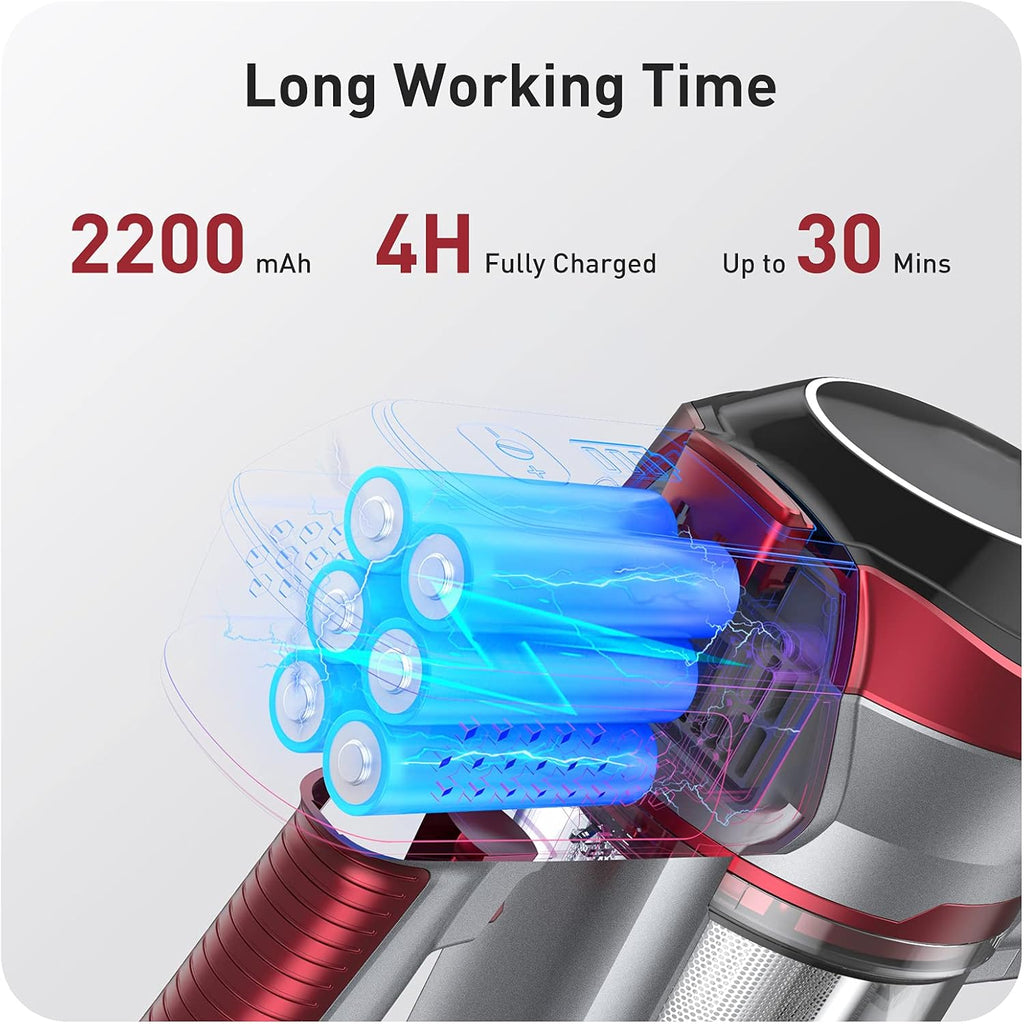 Wine Red Cordless Stick Vacuum Cleaner with Docking Station A632
