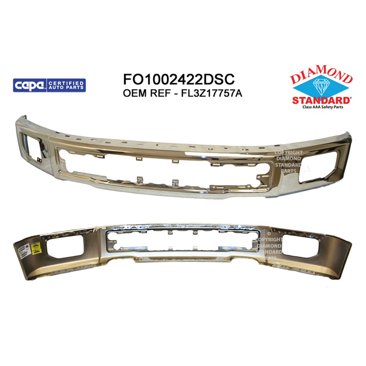 Chrome Steel Front Bumper Face Bar with Fog Lights E5089