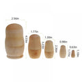 5pcs Unpainted Wooden Matryoshka Doll DIY Toy R4068