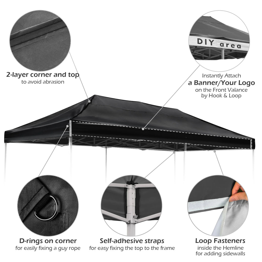 19x9.5 Ft Pop Up Canopy Top Replacement with 4 Set Sand Bags F4507
