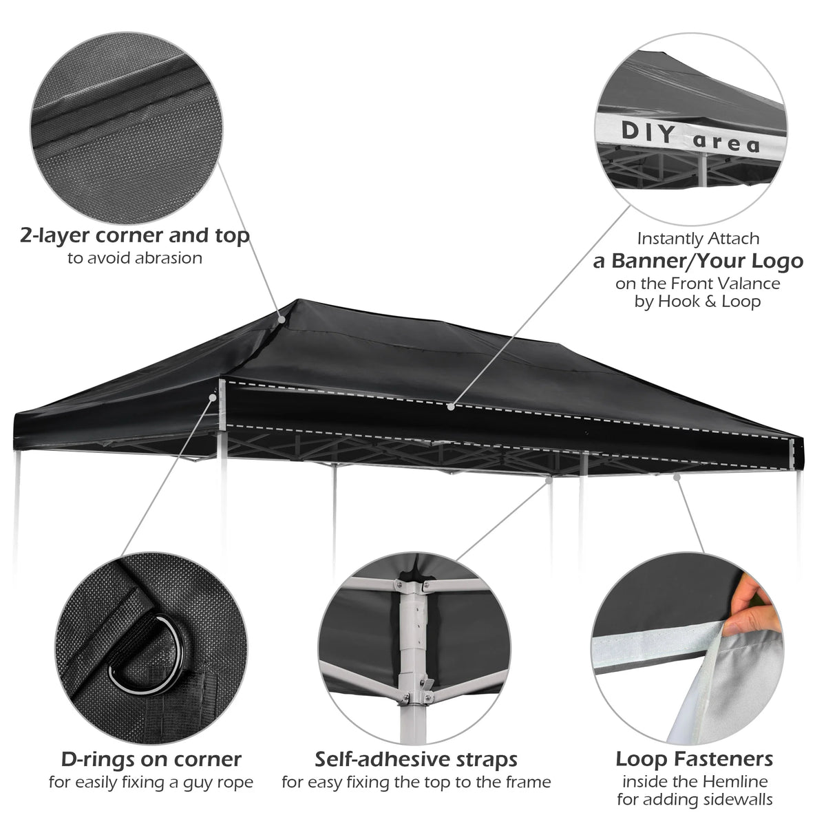 19x9.5 Ft Pop Up Canopy Top Replacement with 4 Set Sand Bags F4507