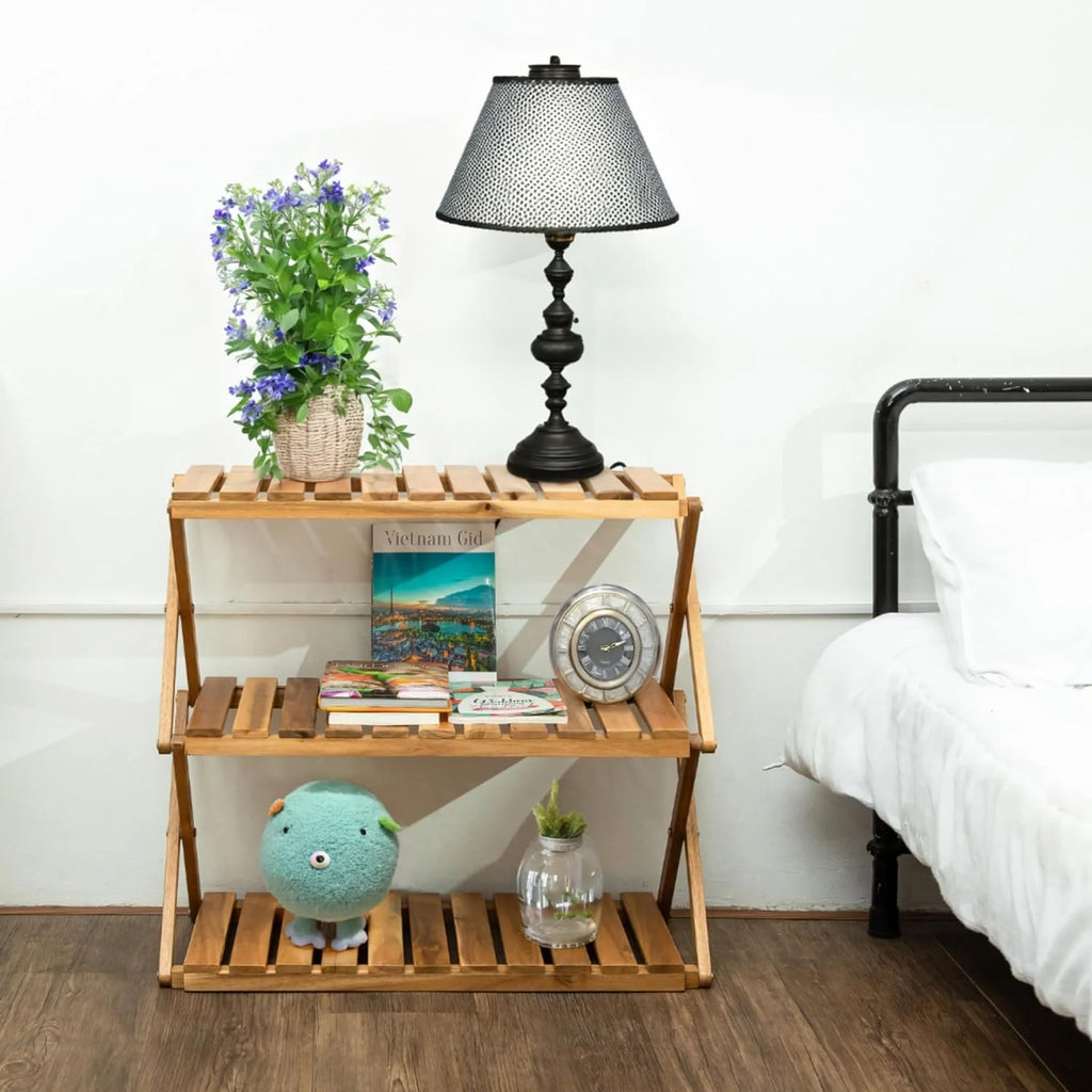 3 Tier Acacia Wood Folding Shelf D20746