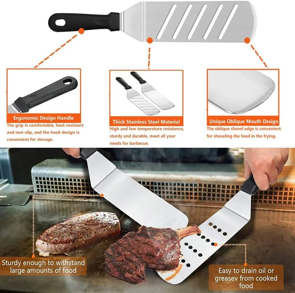 38 Pc Stainless Steel Griddle Accessories Kit with Carry Bag U21786