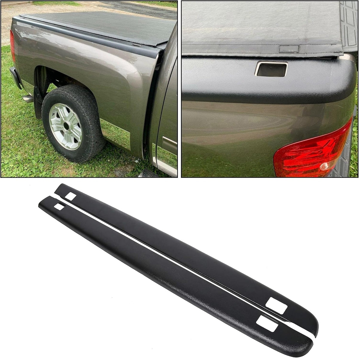 Black Smooth Finish Truck Bed Rail Caps Set of 2 A911696