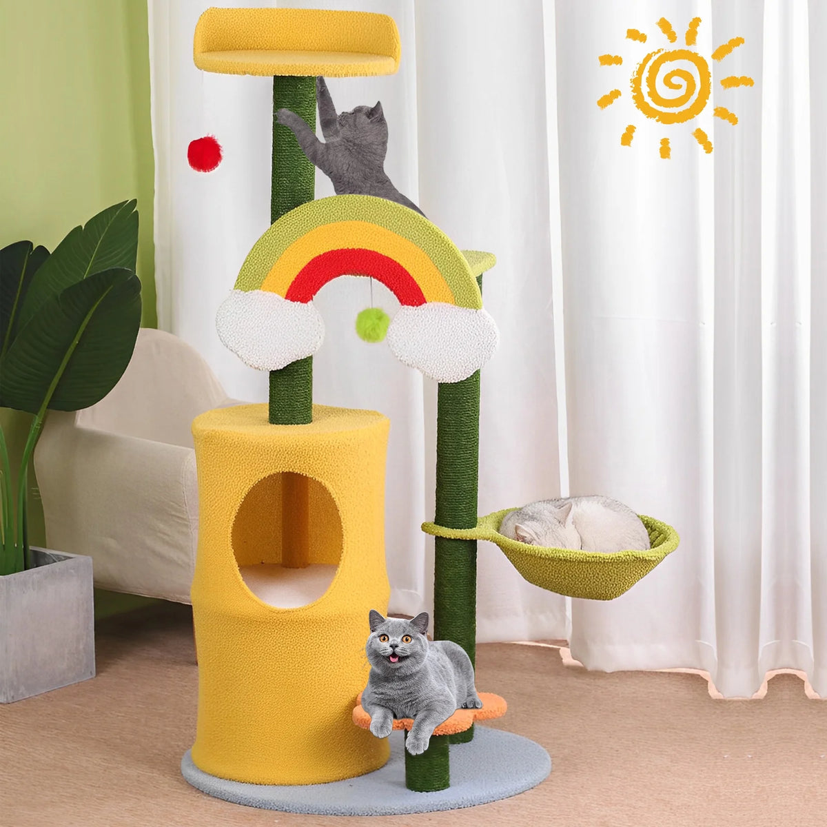 47" Cat Tree with Scratching Posts and Cat Condos M98390