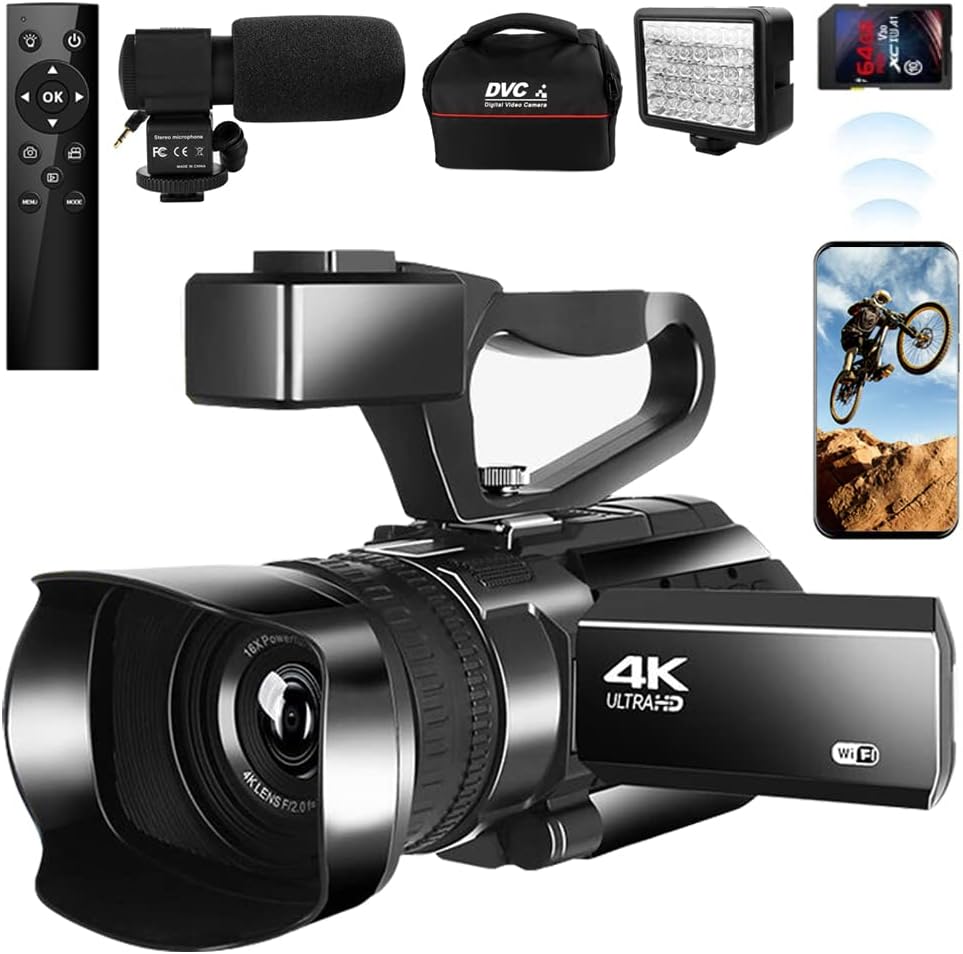 4K 48MP 60FPS Touch Screen Camcorder with Microphone Q6206