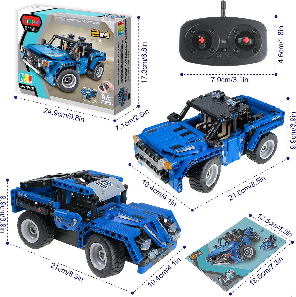 STEM Building Toys 2-in-1 Remote Control Car Building Kits S318