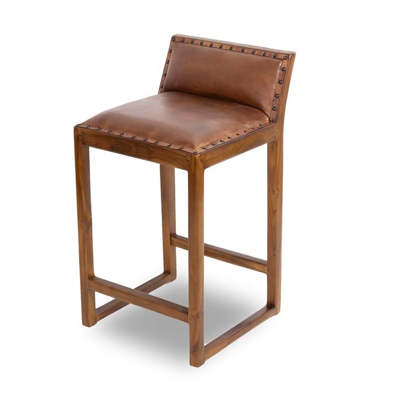 Cognac Tan Leather Counter Stool V983
