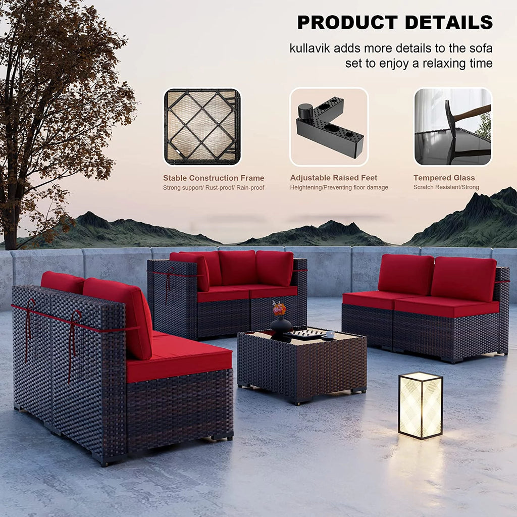 7 Piece All-Weather Wicker Outdoor Patio Furniture Set P767683