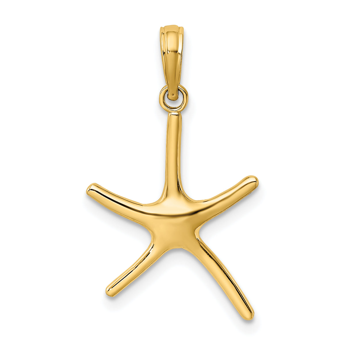 10K Yellow Gold Starfish Pendant Charm with 14K Yellow Gold Rope Chain Necklace 16'' X1509