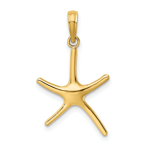 10K Yellow Gold Starfish Pendant Charm with 14K Yellow Gold Rope Chain Necklace 16'' E6462