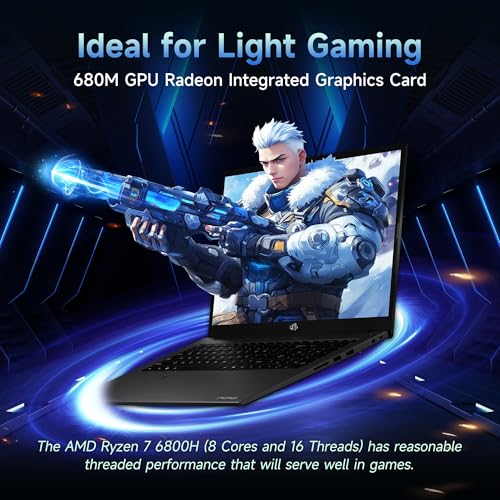 17.3" IPS FHD Gaming Laptop, 8 Cores AMD Ryzen 7 6800H 16GB DDR5 RAM 1TB SSD AMD Radeon 680M GPU with Backlit Keyboard I633419