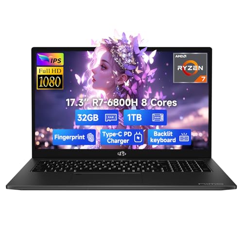 17.3" IPS FHD Gaming Laptop, 8 Cores AMD Ryzen 7 6800H 16GB DDR5 RAM 1TB SSD AMD Radeon 680M GPU with Backlit Keyboard I633419