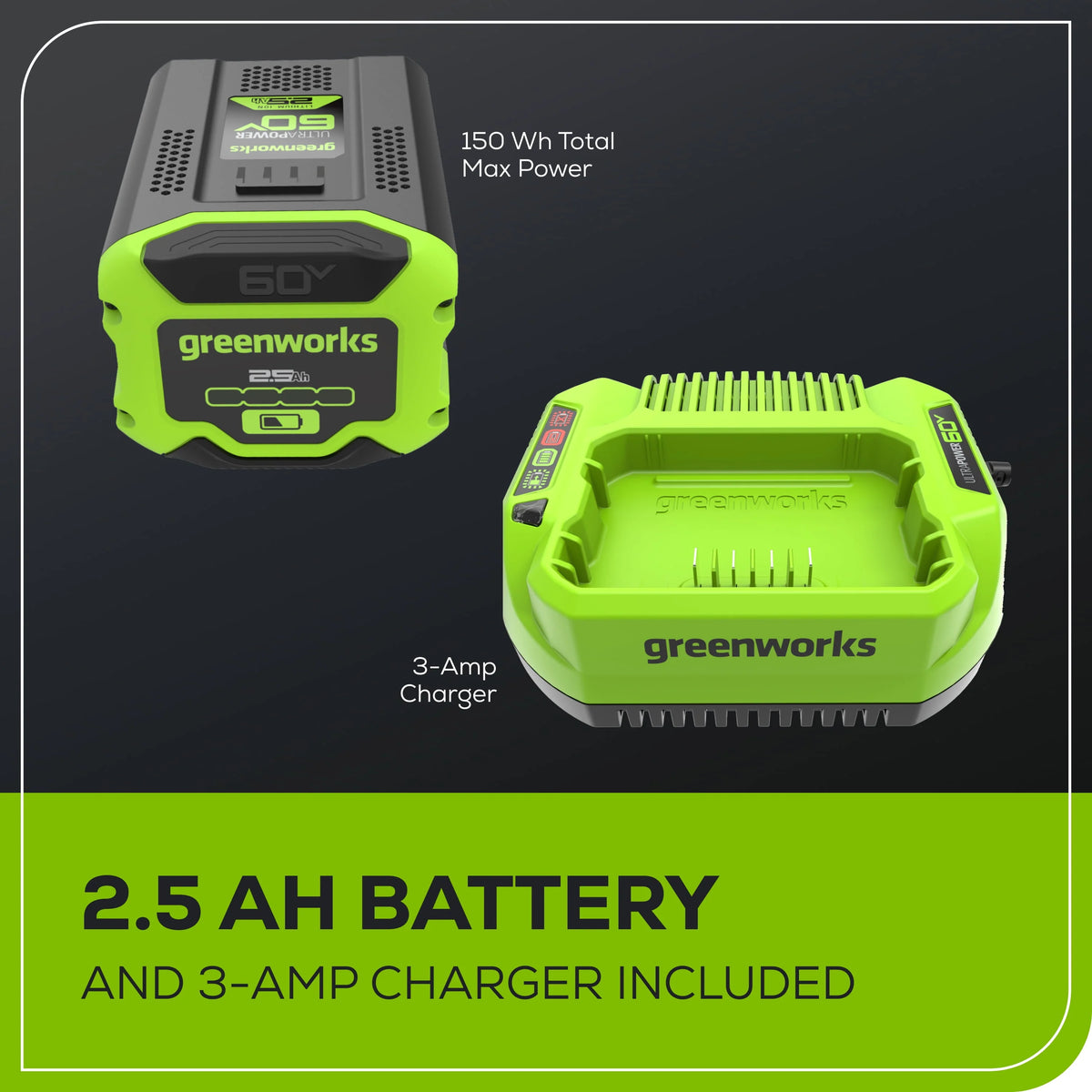 60V 14” 1.2kW Chainsaw with 2.5 Ah Battery & 3 Amp Charger D832618