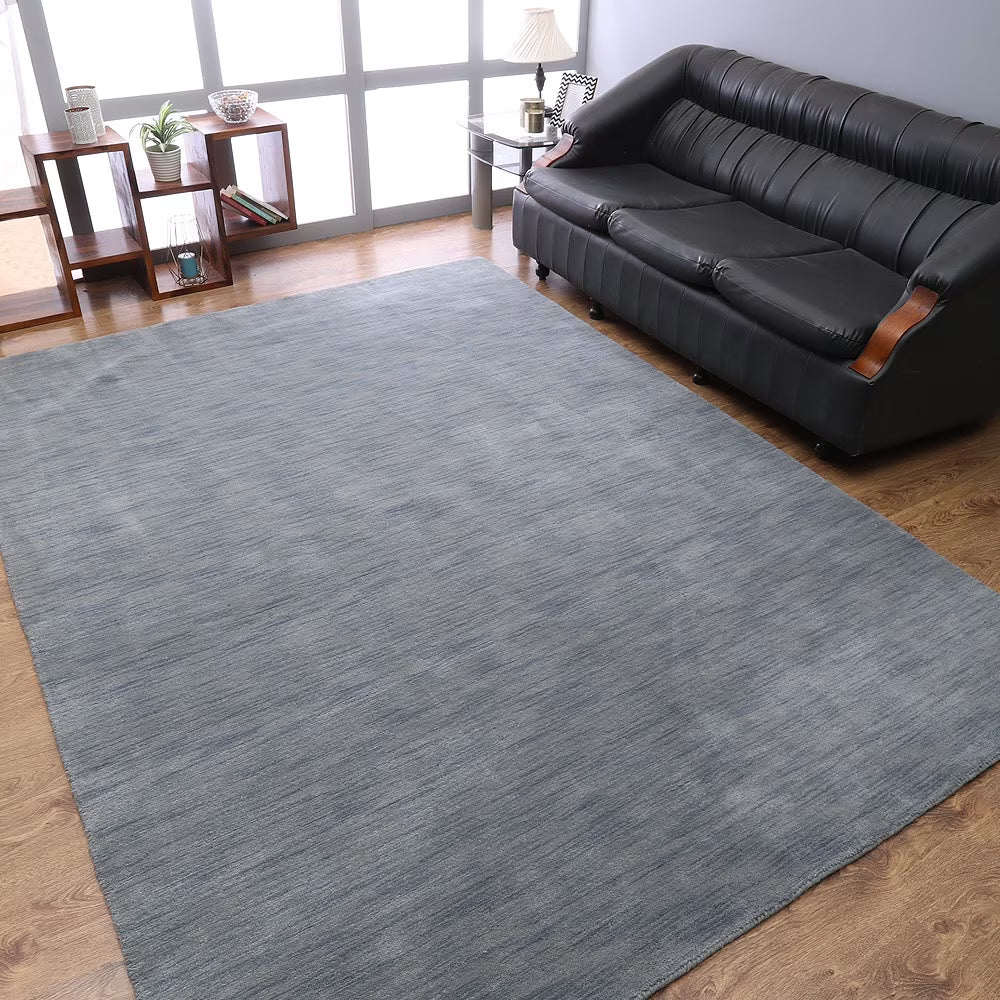 Hand Knotted Wool Area Rug, 3'x5', Light Blue H107