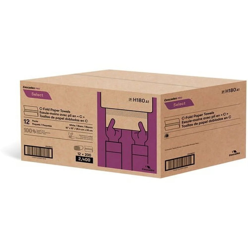 White C-Fold Paper Towels 200 Per Pack L427016