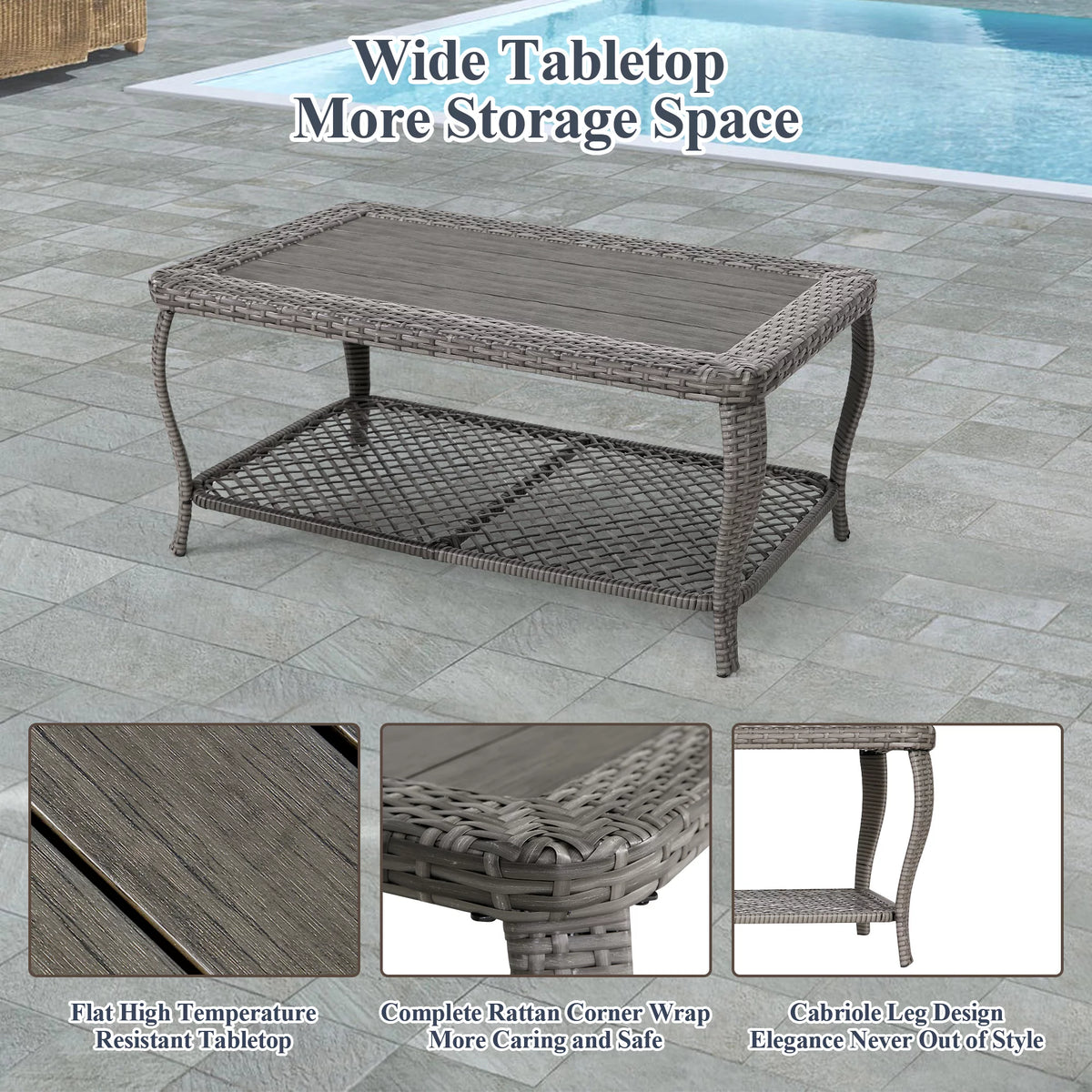 6 Piece Grey Rattan Patio Furniture Set with Ottoman N109