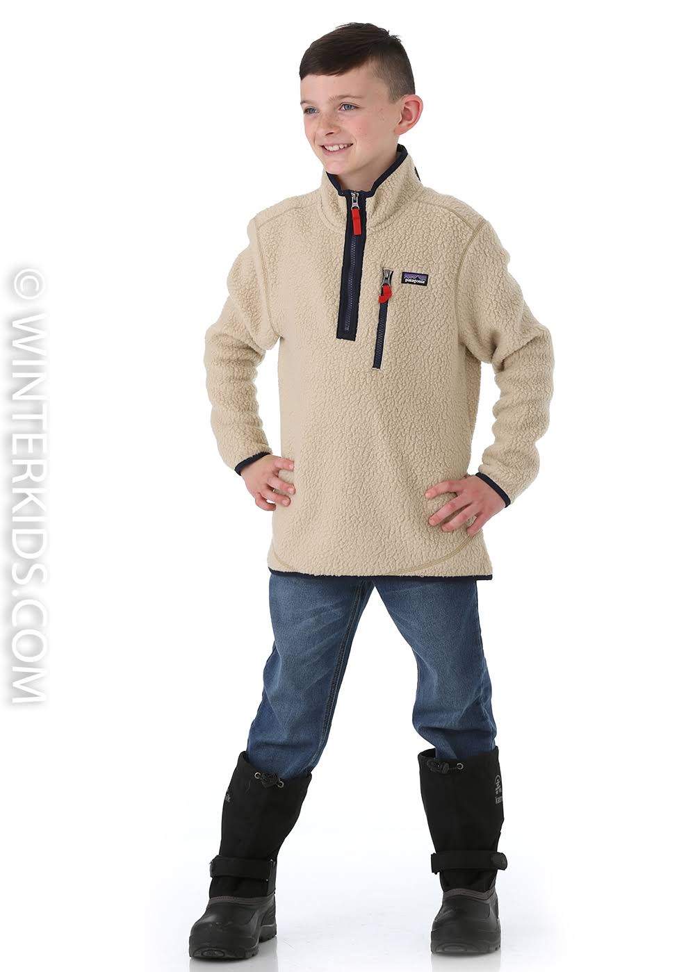 Patagonia Boys Retro Pile 1/4 Zip El Cap Khaki / M P357