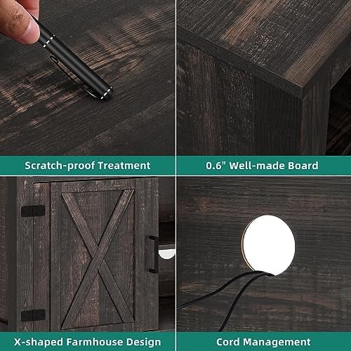 Farmhouse Barn Door TV Stand for 65 Inch TV Dark Rustic Oak I634232