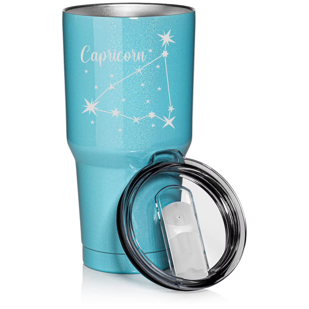 Light Blue Glitter 30 oz Stainless Steel Vacuum Insulated Tumbler Cup N80776