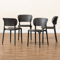 Black Finished Polypropylene Plastic 4-Piece Stackable Dining Chair Set L314