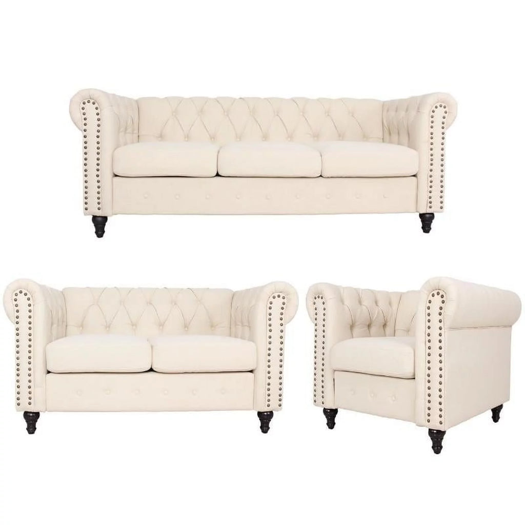 3 Piece Living Room Set with Sofa Loveseat and Accent Chair J60114