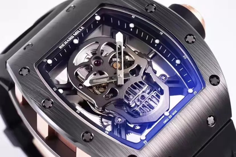 Skull Black Dial Black Bezel Black Rubber Strap Tourbillon C715685