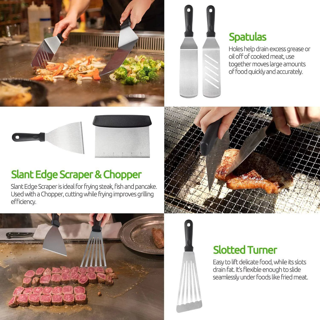 38 Pc Stainless Steel Griddle Accessories Kit with Carry Bag U21786