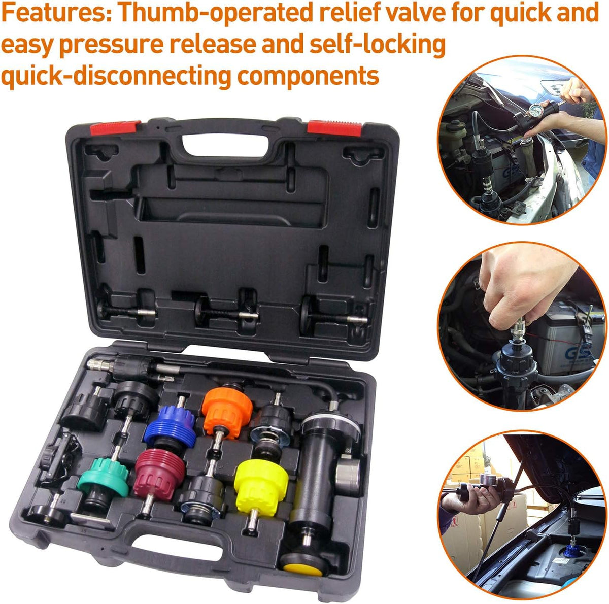 16 PCS Vacuum Type Radiator Pressure Tester Kit C599657