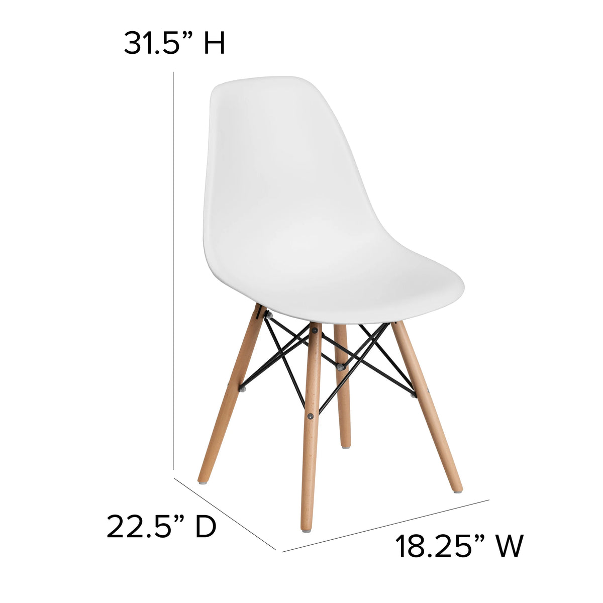 2 Pack White Plastic Chair with Wooden Legs Z39590