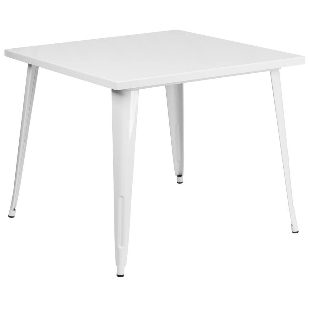White Square Metal Outdoor Bistro Table R323547
