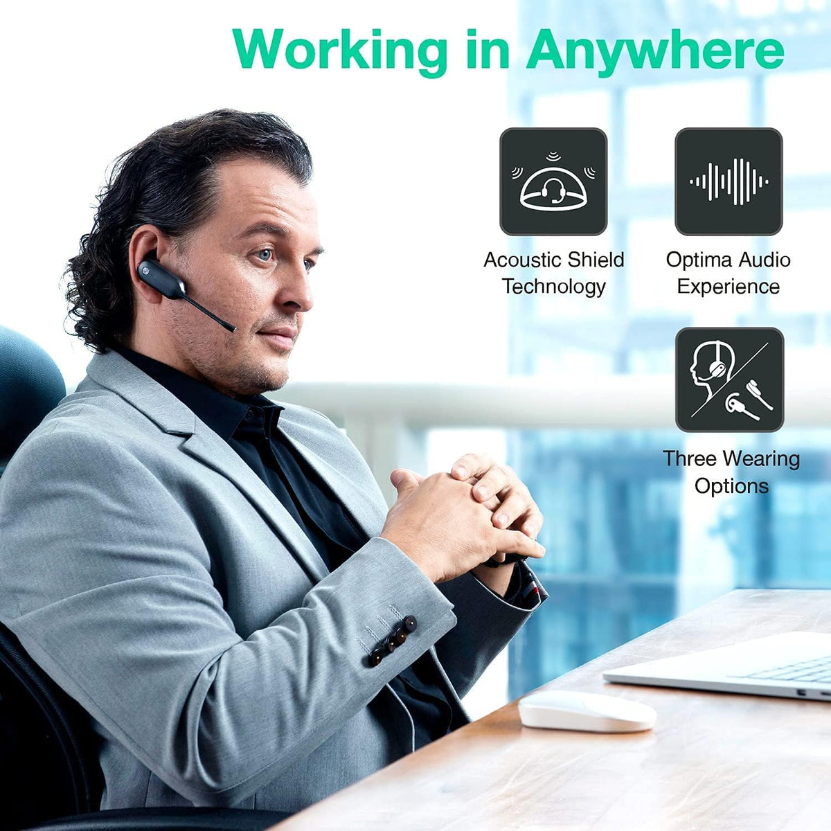 Wireless Noise Canceling Headset and Webcam M779