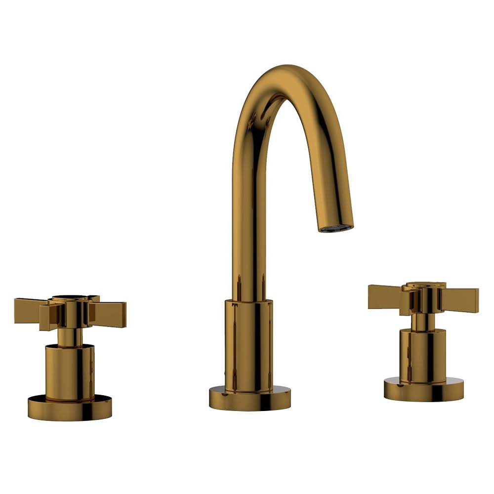 Satin Nickel Widespread Bathroom Sink Faucet with Medium Spout I18374