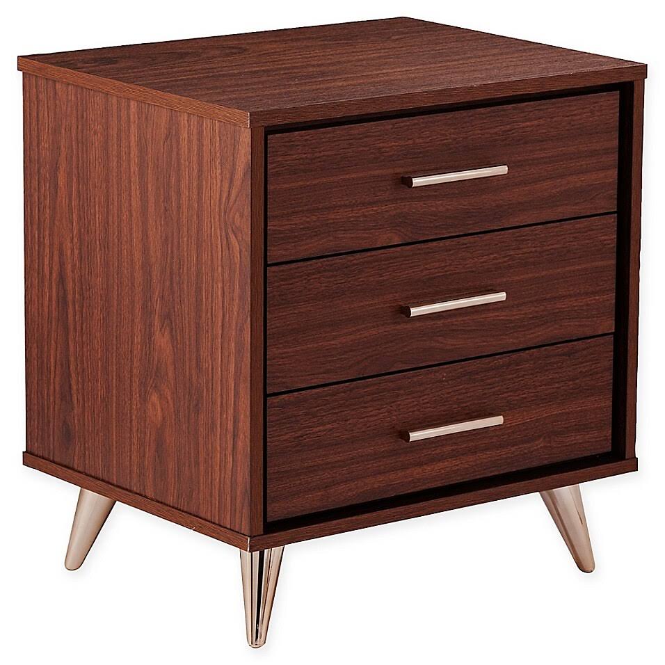 Walnut Bedside Table with Drawers H14454