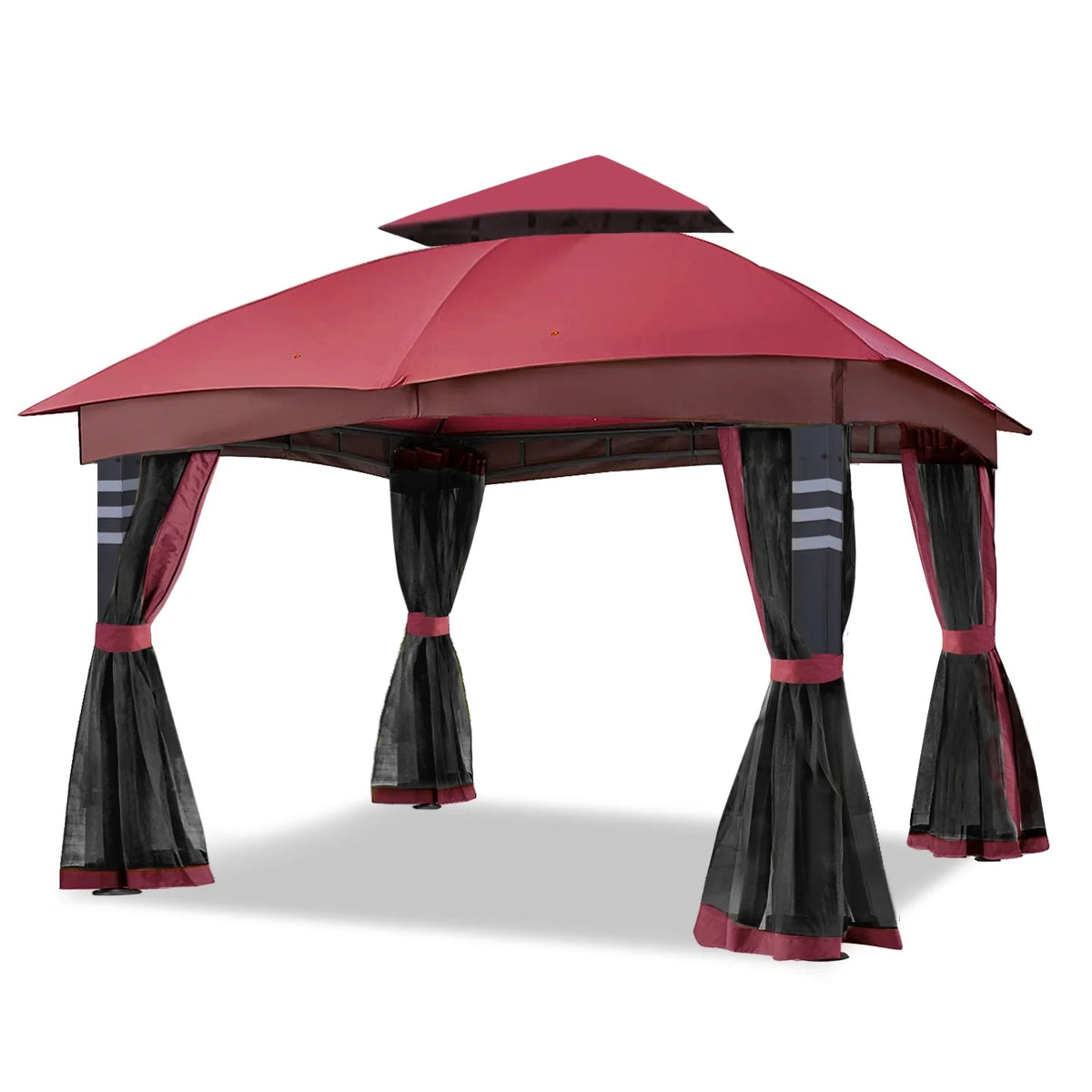 Burgundy 10x12 Gazebo Canopy with Mosquito Netting P550560