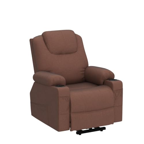 Light Brown Fabric Power Lift Recliner Chair with Heat and Massage A73928