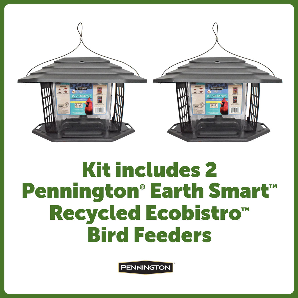 Gray Recycled Resin Wild Bird Hopper Feeder 5 lb. Capacity, 2 Pack O584