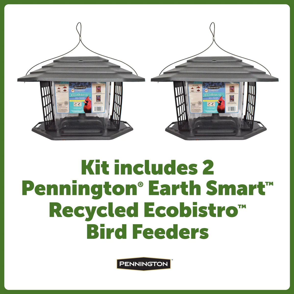 Gray Recycled Resin Wild Bird Hopper Feeder 5 lb. Capacity, 2 Pack O584