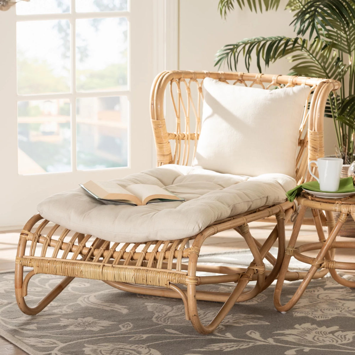 Natural Brown Rattan Chaise S966073