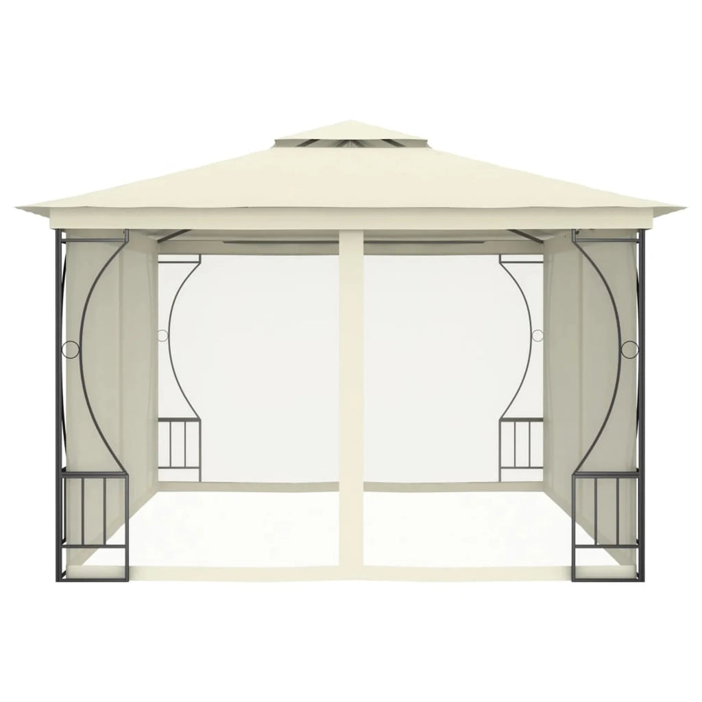 Party Tent Outdoor Gazebo Canopy with Nets Sun Shade Shelter Steel Frame Cream 9.8ft x 13.1ft x 8.7ft A435