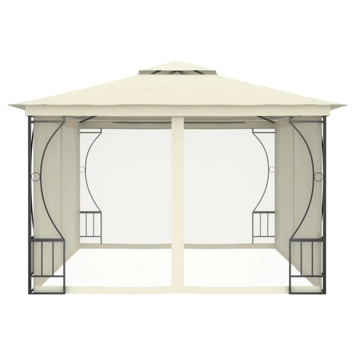 Party Tent Outdoor Gazebo Canopy with Nets Sun Shade Shelter Steel Frame Cream 9.8ft x 13.1ft x 8.7ft A435