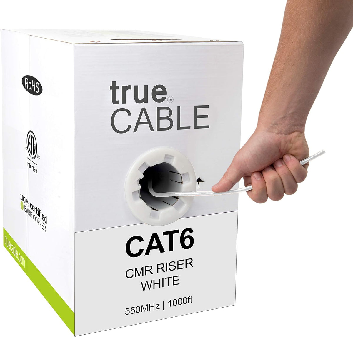 Cat6 Riser 1000ft Green 23AWG Bare Copper UTP Bulk Ethernet Cable S70512