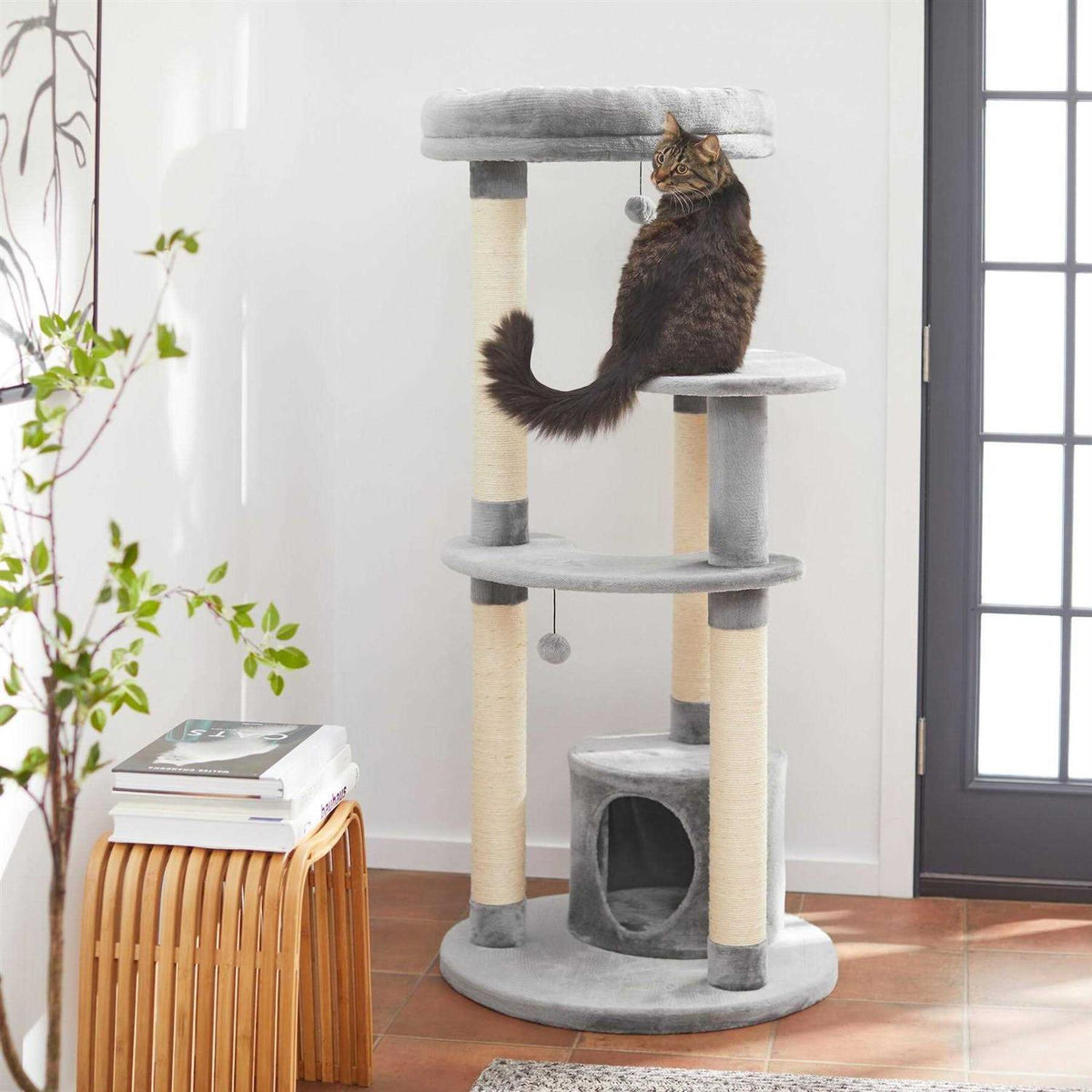 59.5-in Faux Fur Cat Tree Condo T1075