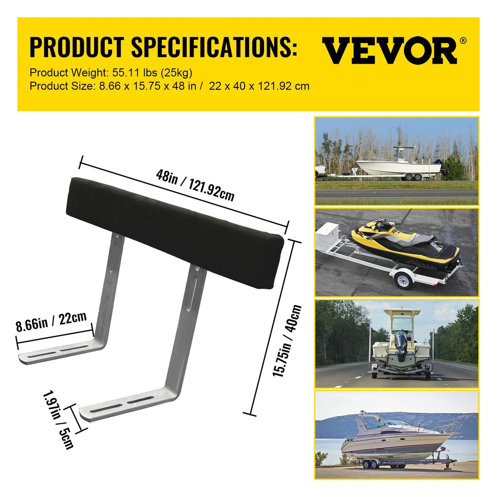 48" Boat Trailer Guide-Ons, 2-Pack, Rustproof Steel with Carpet-Padded Boards G813746