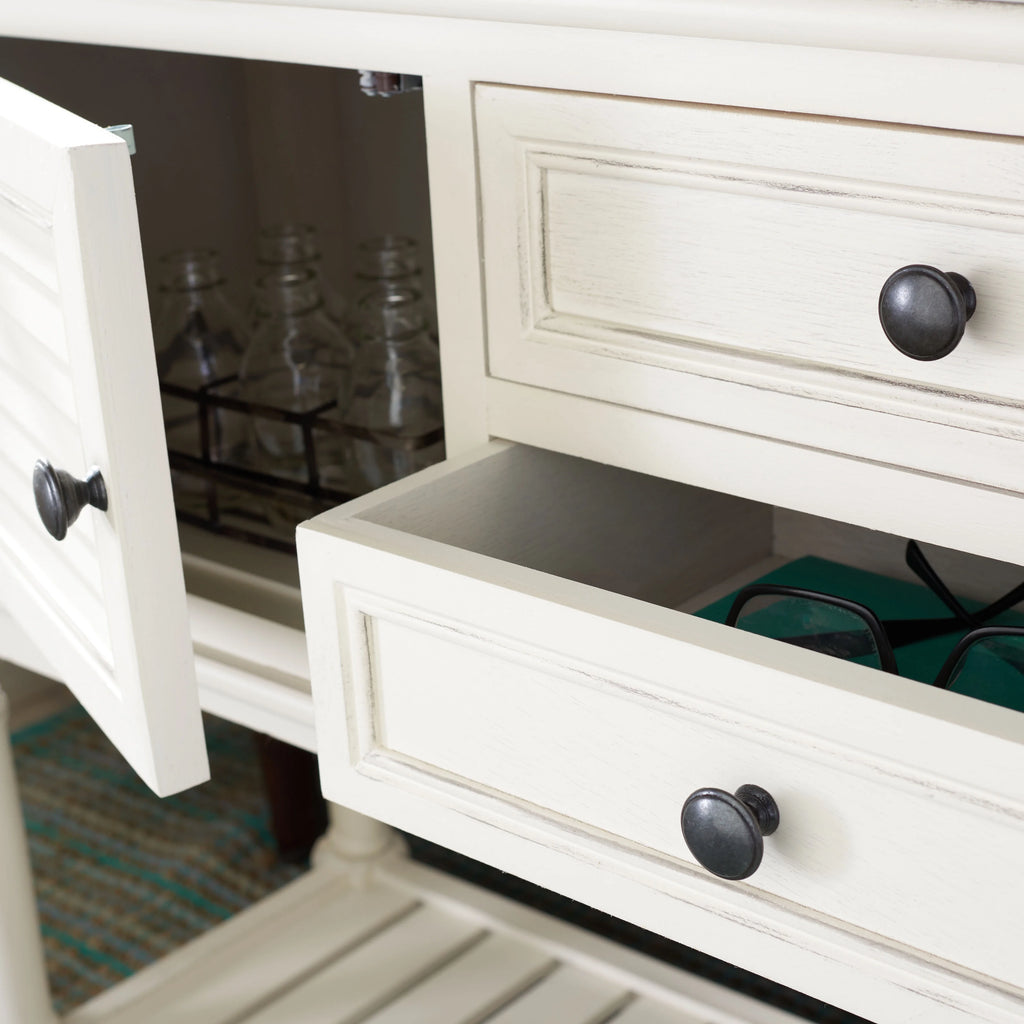 White Wood Console Table with Drawer P73300