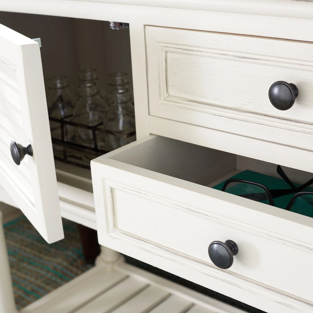 White Wood Console Table with Drawer P73300