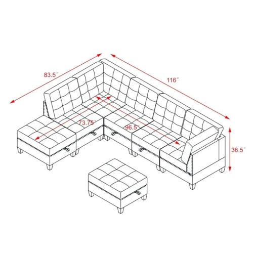 L Shape Chenille Modular Sectional Sofa P43536