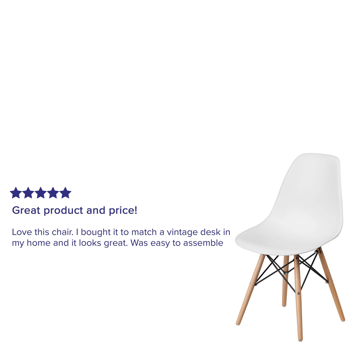 2 Pack White Plastic Chair with Wooden Legs I226439