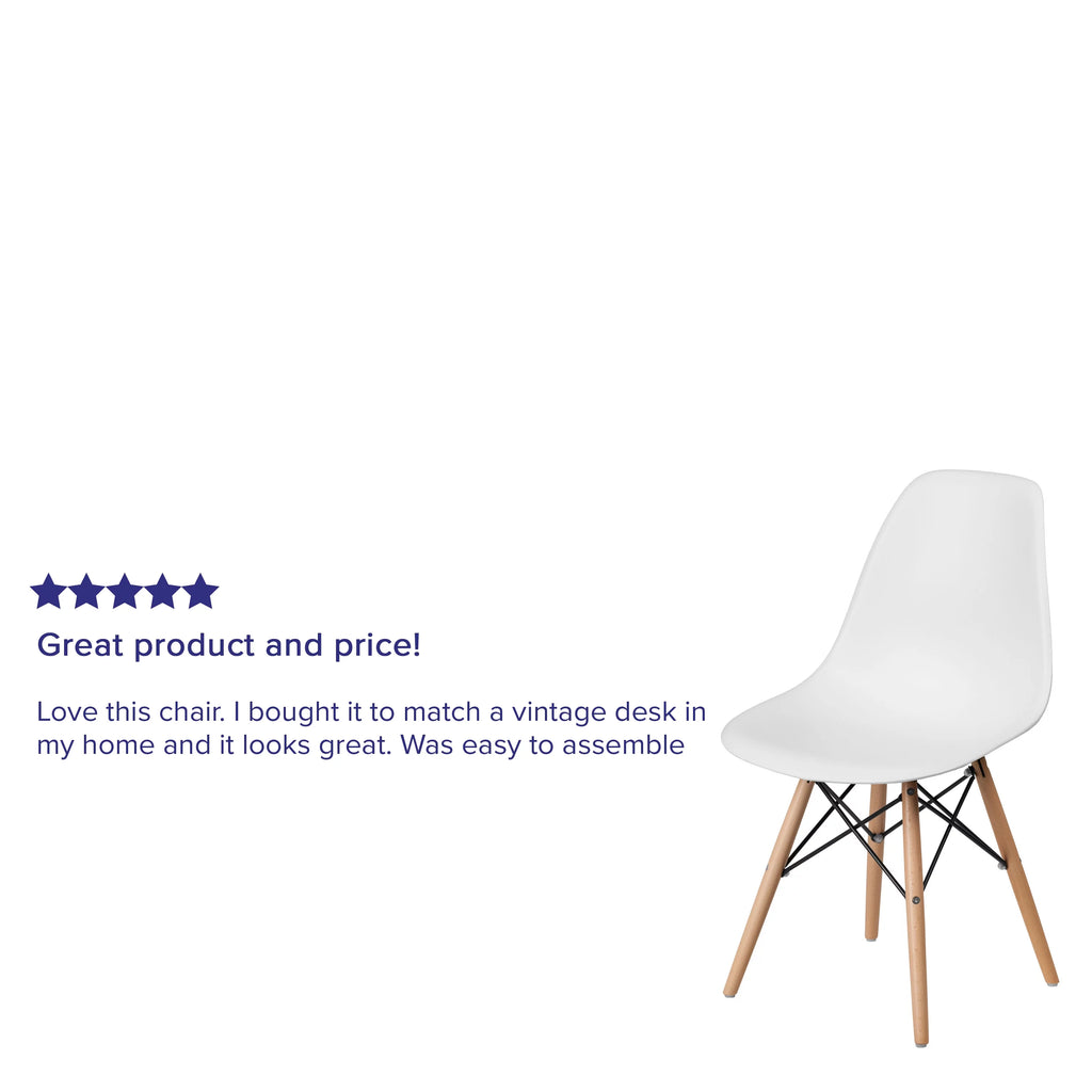 2 Pack White Plastic Chair with Wooden Legs Z39590